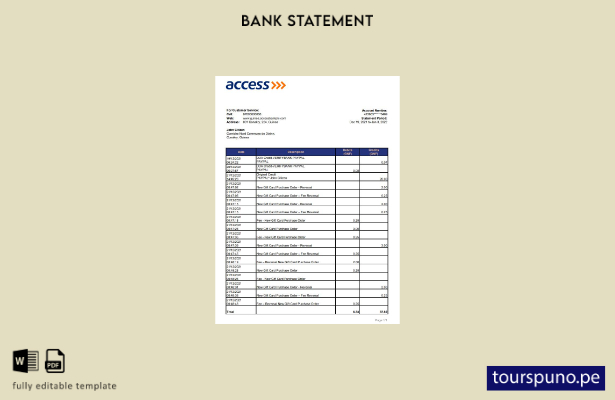 listo para imprimir Plantilla de Excel de extracto bancario de Guinea Access